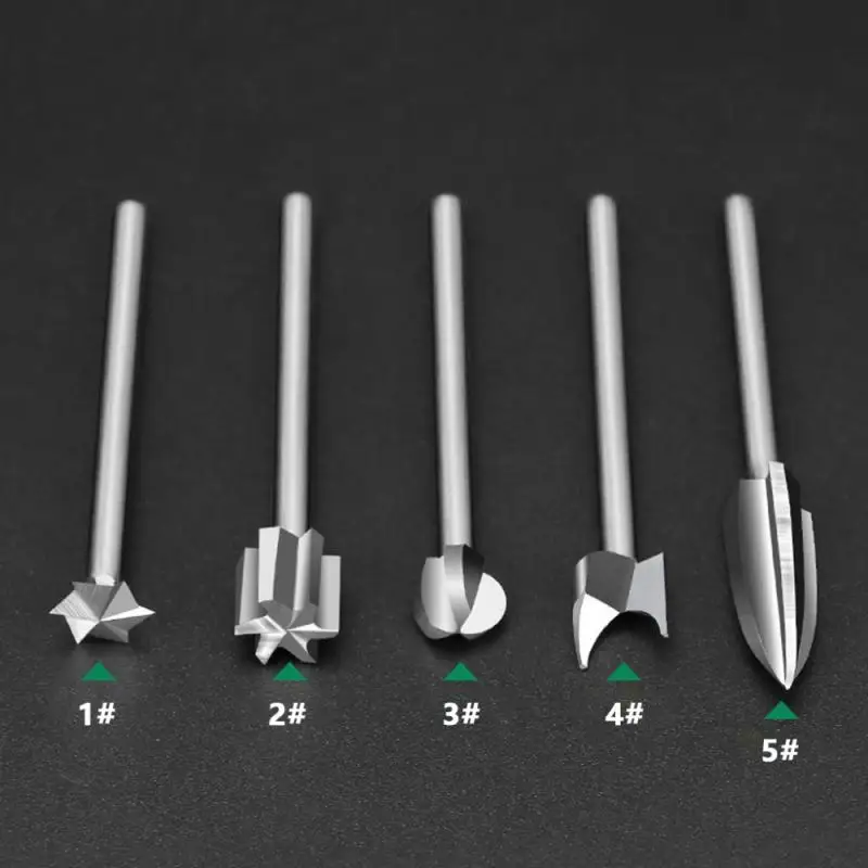 

5PCS/SET Wood Engraving Drill Bit Set Steel Solid Carbide Grinding Burr For Woodworking Drilling Carving Engraving