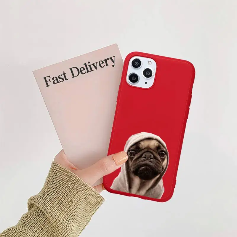 

Pug Dog French Bulldog Phone Case Candy Color Red for iPhone 11 12 pro XS MAX 8 7 6 6S Plus X 5S SE 2020 XR