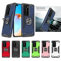 magnetic metal ring holder armor shockproof case for huawei p40 pro plus p40 lite tpu bumper hard pc protective back cover coque