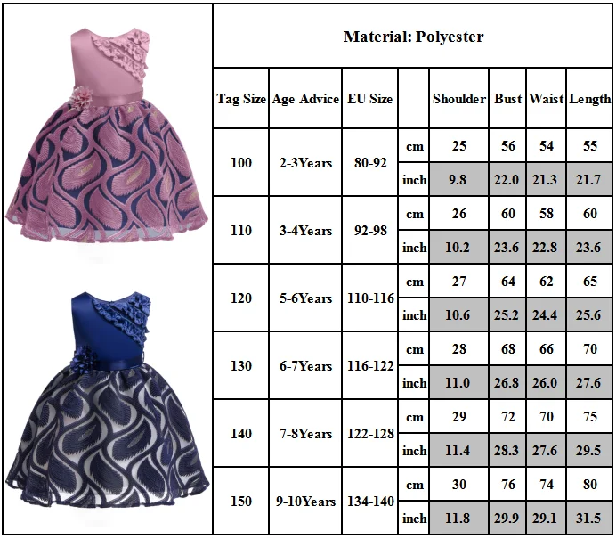 

Embroidered Princess Dress Baby Girls Gowns for Wedding Birthday Party Wear Kids Sleeveless Dresses