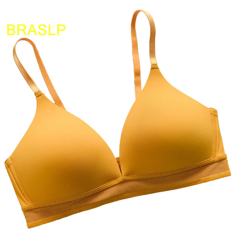 

Women's Thin Underwear Sexy Glossy Surface Without A Scratch Small Bra Student Sports Support Breathable Bra