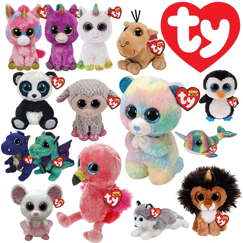 

15 см Ty Beanie мягкие плюшевые животные куклы Единорог лиса летучая мышь Пингвин Большой Глаз Мягкие Игрушки для девочек подарок на день рожден...