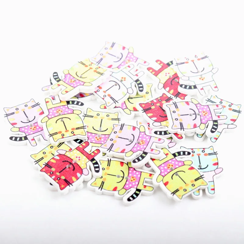 Аксессуары для шитья Cat Раскрашенные Деревянные Пуговицы ботоны скрапбукинг 30