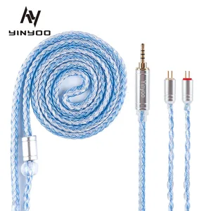 16-жильный посеребренный кабель Yinyoo высокой чистоты 2,53,54,4 мм с MMCX2PINQDC для BLON BL-01 BL-03 BL01 KZ ZSX ZSNPOR ASX ZAX