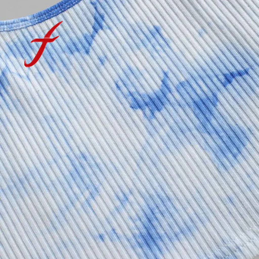 Кроп-топ Feitong женский с принтом бабочек укороченный топ тай-дай майка без рукавов