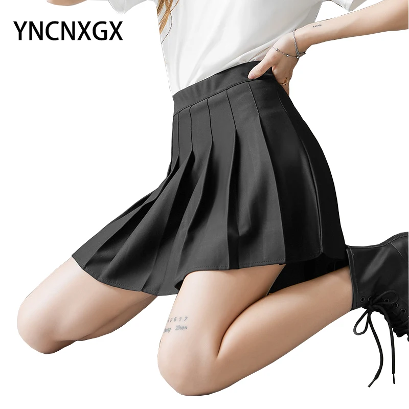 

Women's Elasticated Skirt Xia Loose A-Line High Waist Pure Color Pleated Skirt