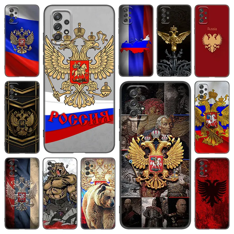 Russia Flag Emblem Phone Case For Samsung Galaxy A02 A21 A52 S A13 A22 A32 A33 A53 5G A11 A12 A31 A50 A51 A70 A71 A72 Cover