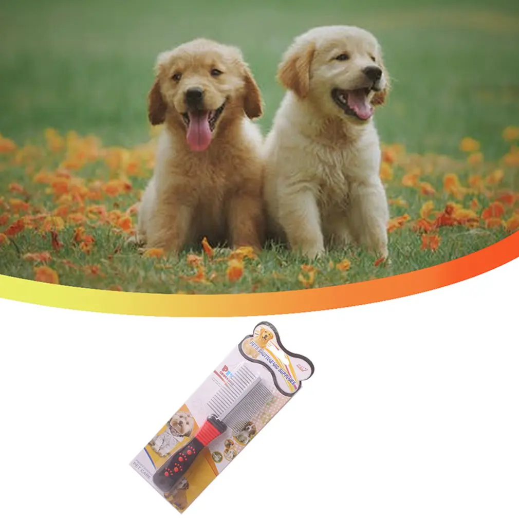 

New Fast Shipping 2021 Durable And Practical Dog Grooming Double-row Comb Metal Double-sided Stainless Steel Silicone Comb