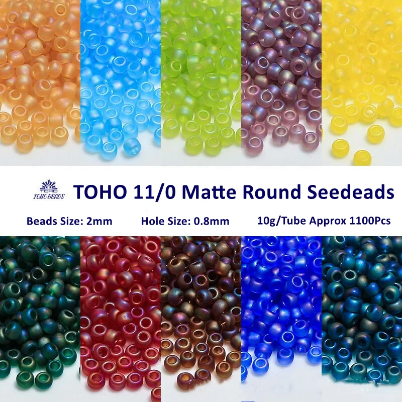 

11/0 Toho Glass Seedbeads 1100Pcs 2mm Japan Imported Matte Colors Round Glass Beads For DIY Jewelry Making Handmade Craft 10G