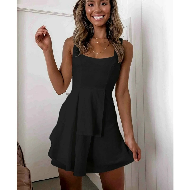 Женское праздничное Короткое мини платье без рукавов для пляжной вечеринки