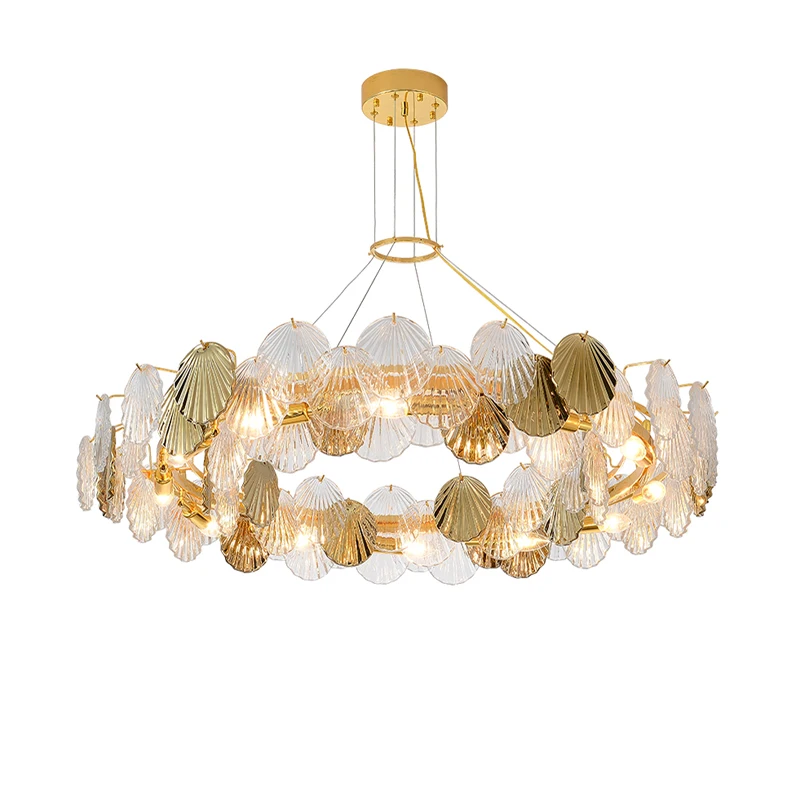 

Art Deco Sea Shell Gold Silver Round Oval Designer Dimmable LED Chandelier Lighting Lustre Suspension Luminaire Lampen For Foyer