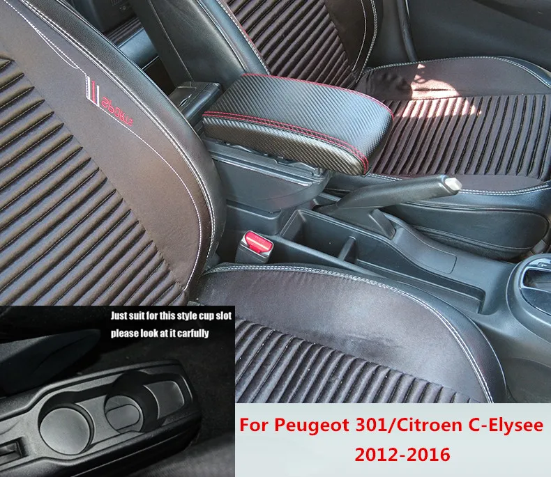 

7USB Carbon Fiber Car Armrest For Peugeot 301/Citroen C-Elysee 2012-2016 Interior Accessories Storage Console Box Arm Rest