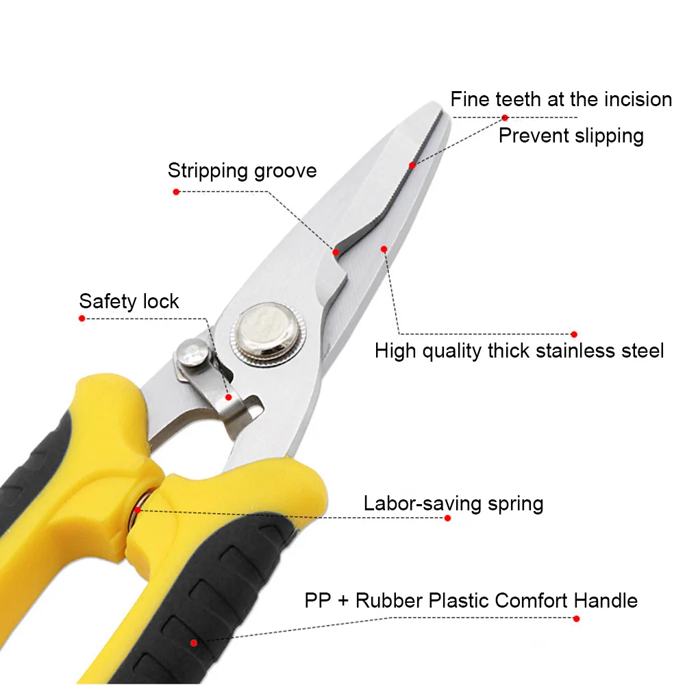 2020 многофункциональные ножницы электрика из нержавеющей стали ручные канавки