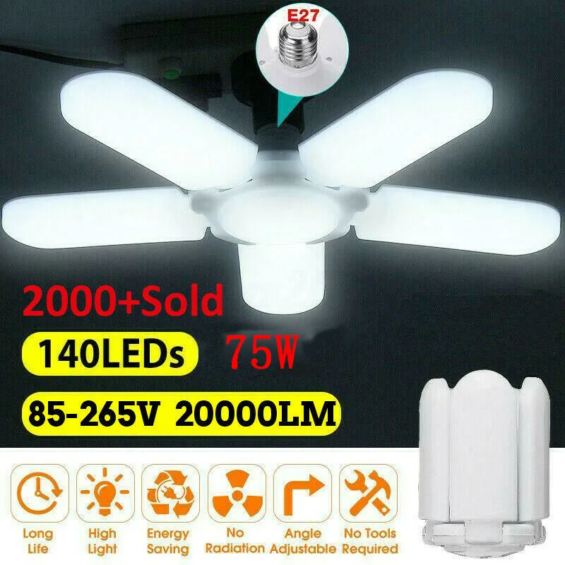 Светодиодный деформируемый гаражный светильник E27 регулируемая потолочная