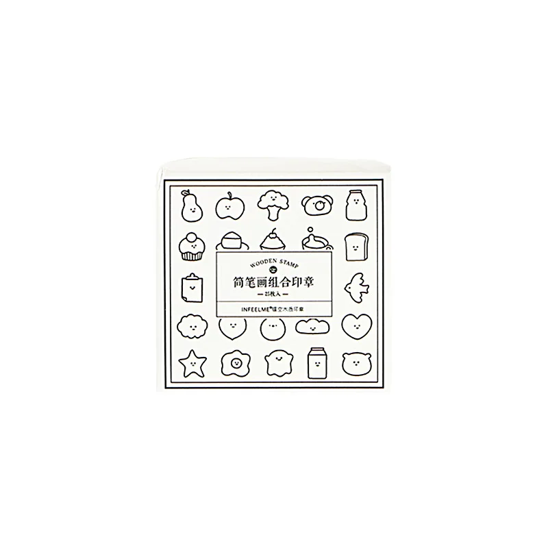 

25 Pcs/set Vintage Simple Graffiti Stamp DIY Wooden Rubber Stamps for Scrapbooking Stationery Scrapbooking Standard Stamp
