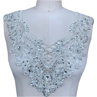 heavy beaded sequins collar applique white diy dress decoration sewing accessory 1 piece 3732cm