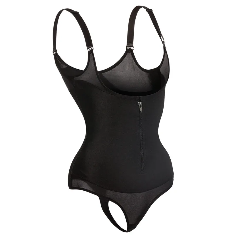 Bafully Body Shaping Women Bodysuit Thong Reducing Shapewear Slimming Waist Trainer Zipper Tummy Shapers Control Modeling Straps