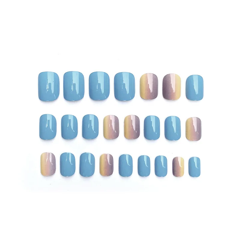

Women Party Temperament Simple Casual Artificial Nail DIY Fashion Nail Art Tips with Glue Short Gradient Color Fake Nail STTX889