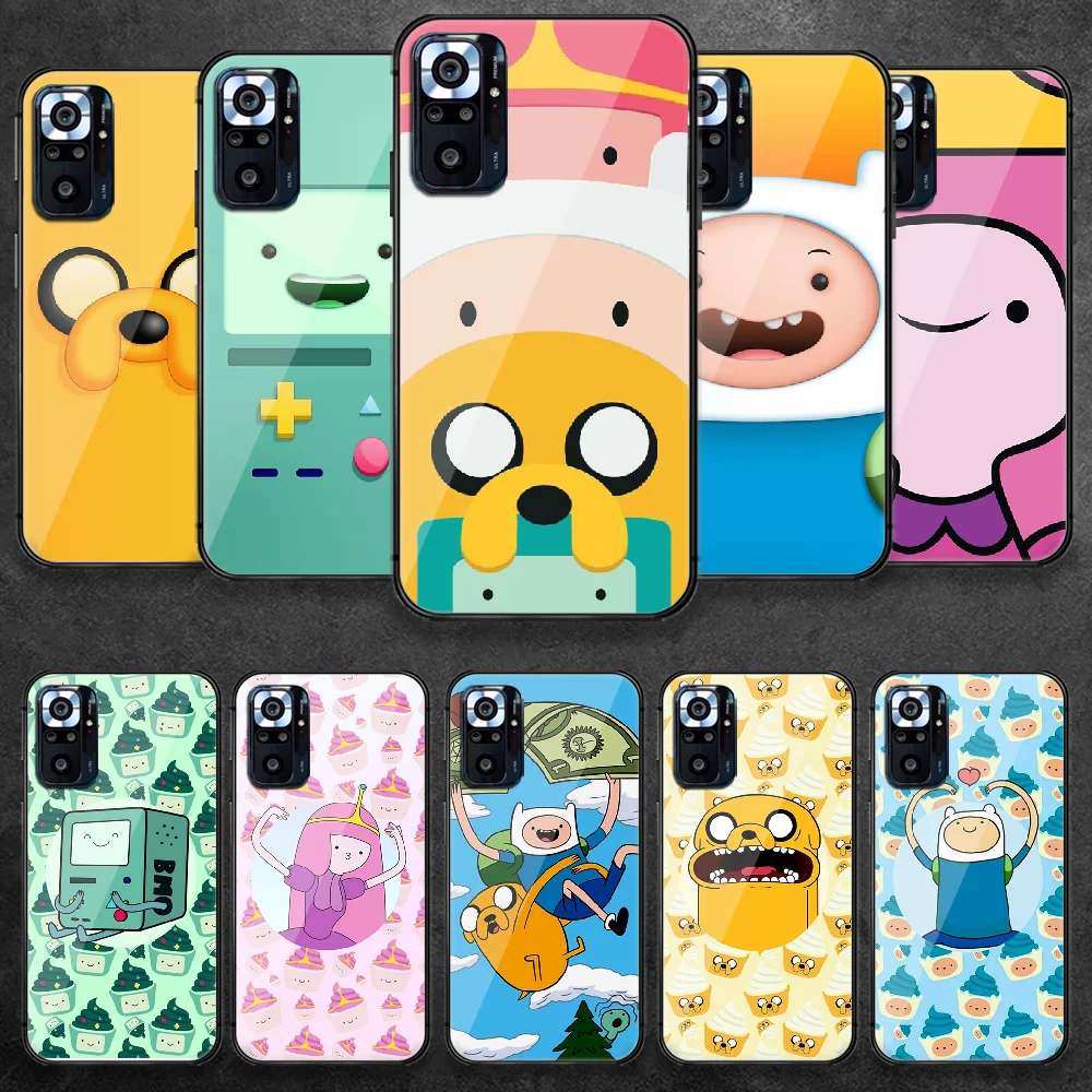 

Adventure Time Cartoon Tempered Glass Phone Case Cover For Xiaomi Redmi Note 7 8 9 10 A C T S Pro K 30 40 Painting Cover Fashion