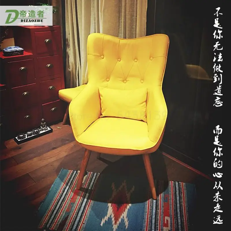 Nordic single sofa chair fabric balcony bedroom study living room high back leisure |