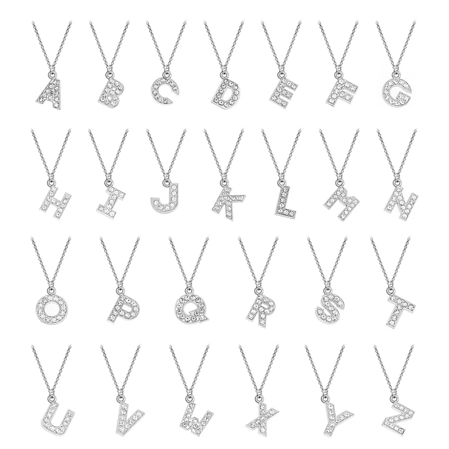 1 шт. A-Z 15 мм полный стразы серебро Цвет повесить буквы кулон ожерелье | Украшения и