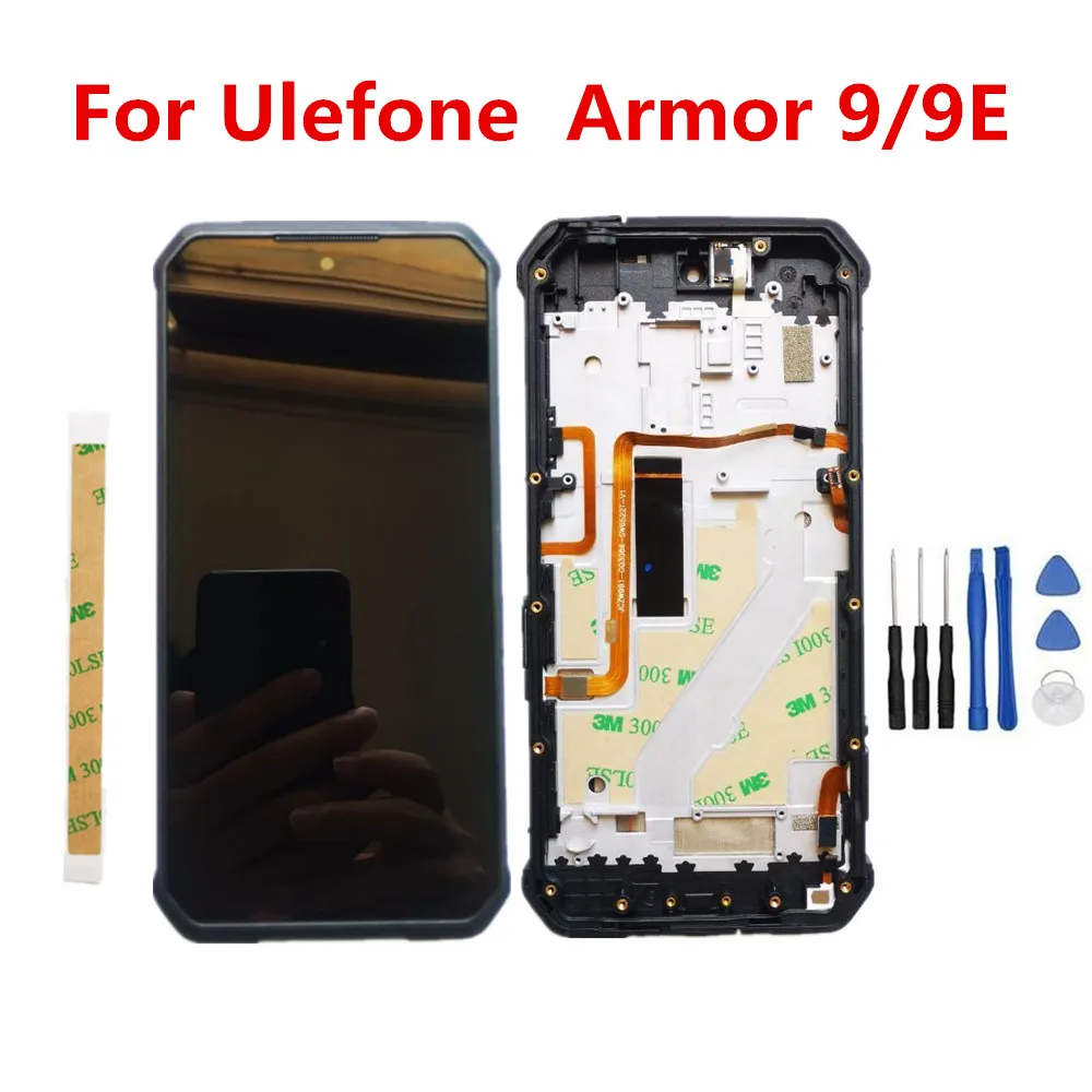 

For Ulefone Armor 9 9E 6.3inch LCD Display Digitzer Assembly With Frame Front Housing +Touch Screen TP Glass+Fingerprint FPC