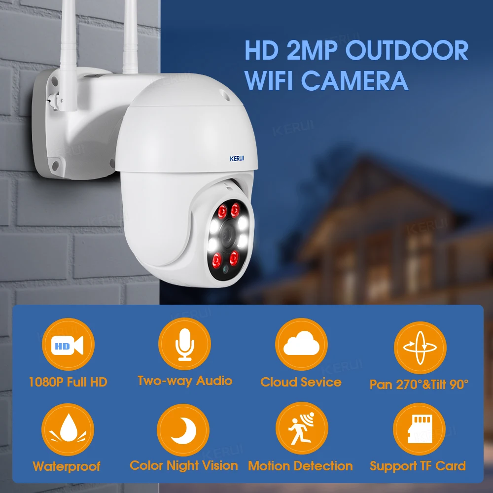 IP-камера видеонаблюдения KERUI HD 1080P Wi-Fi PTZ | Безопасность и защита