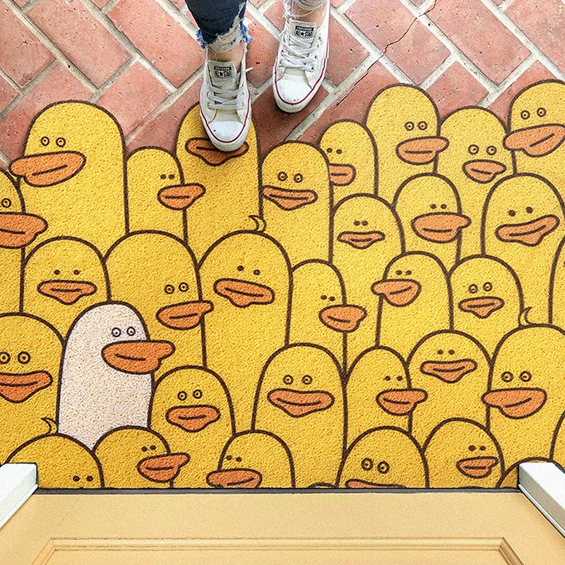 

Yellow Rubber Washable Carpet Duck Pattern Non-slip Hallway Doormat Waterproof Easy Clean Entryway Resist Dirt Trapper Rug Mats