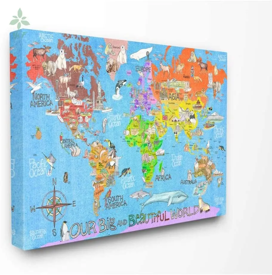 

Our Big Beautiful World Map Canvas Wall Art Indoor Decoration