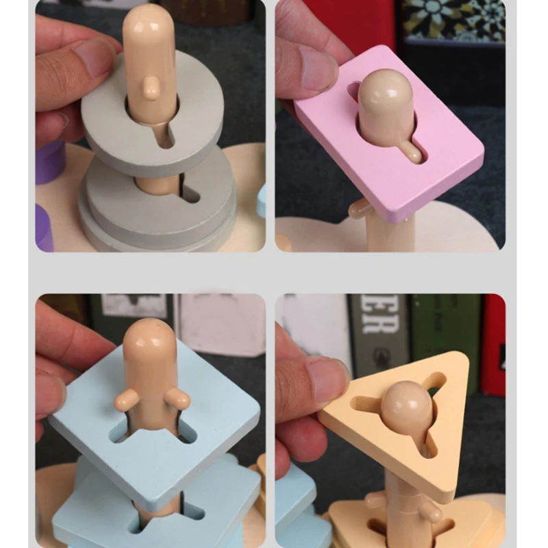 

Kids Wooden Building Blocks Toy Geometric Shape Cognition Match Preschool Teaching Aids Early Educational Toy
