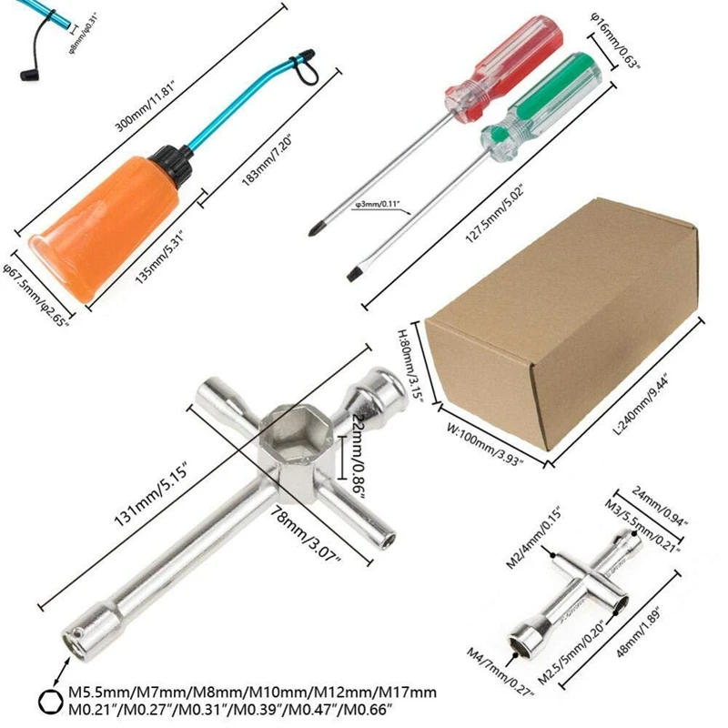 

HSP 80141 Racing Nitro Starter Kit Repair Tools Screwdriver Igniter Tool Fuel Filler Set for 1/8 and 1/10 Car-EU Plug