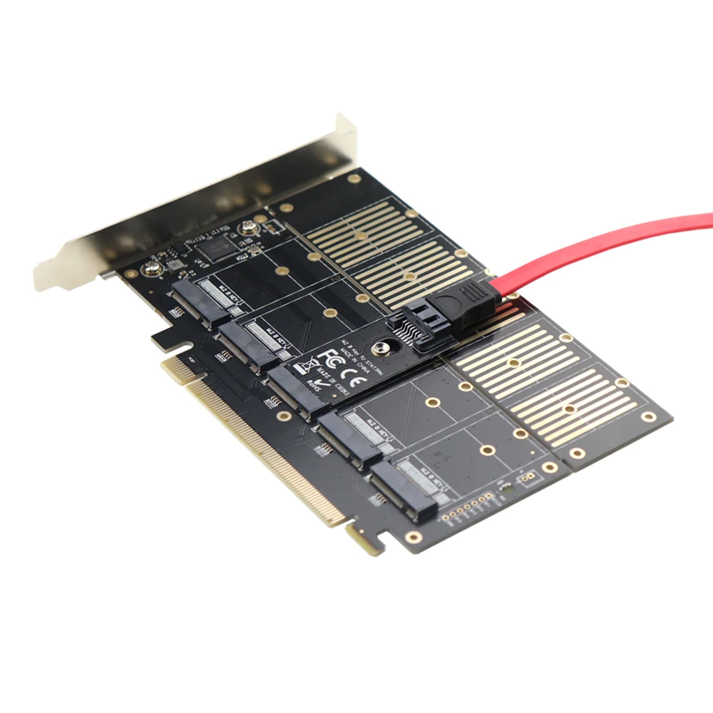 Плата расширения PCIe Gen3 X16 на 5 портов M.2 NGFF B Key SATA адаптер 6 Гбит/с дополнительная 5x
