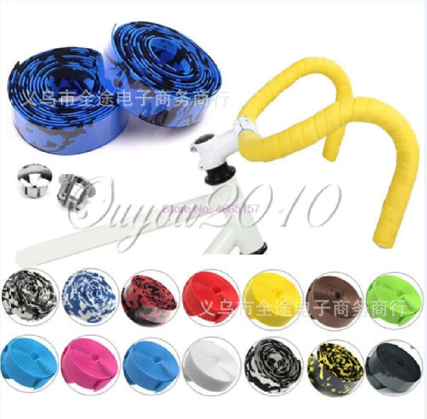 Рулонная обмотка руля для велосипеда "Camouflage" из коркового материала с защелками, 200 пар, 2 шт./пара, 17 цветов, доставка DHL.