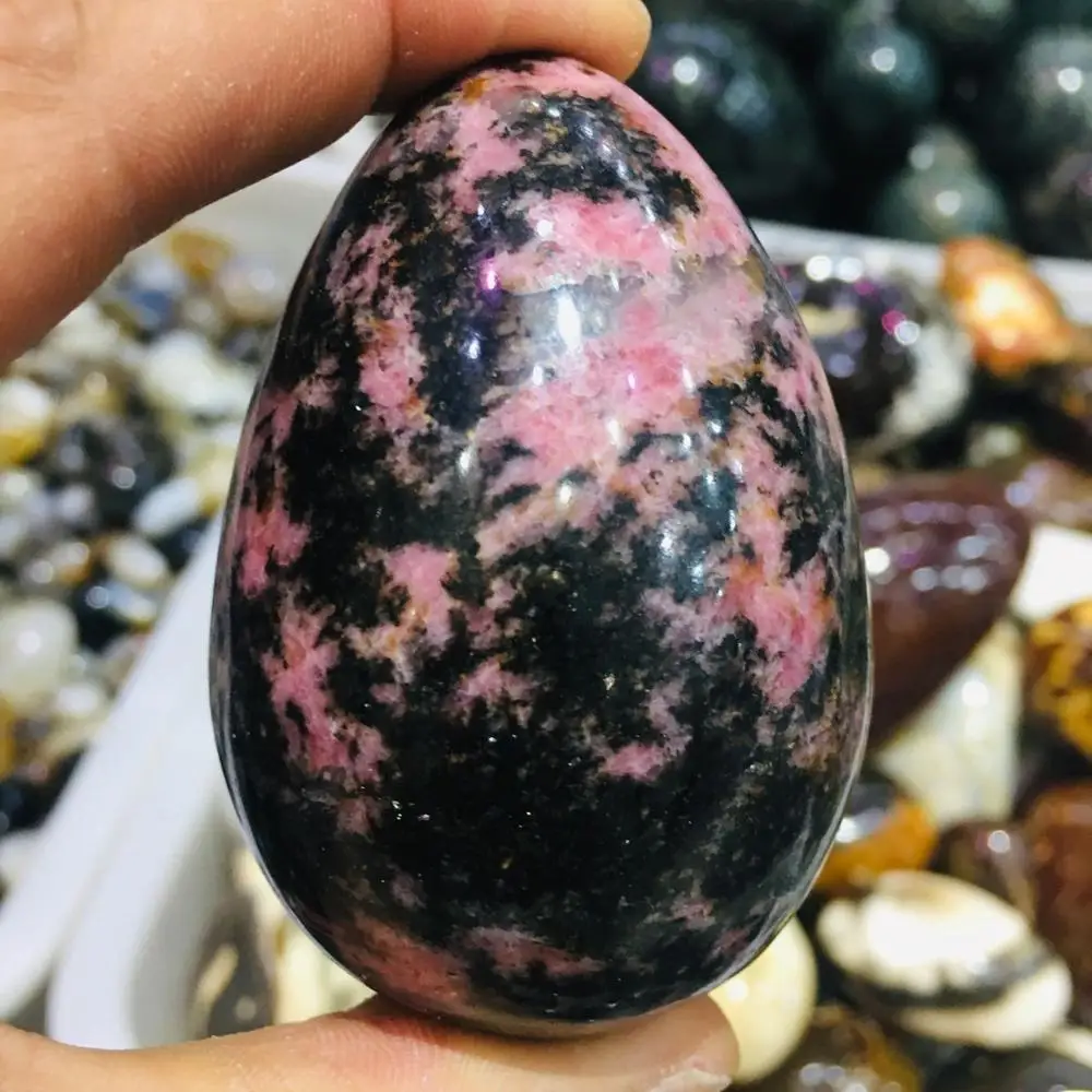 

Natural Rock crystal eggs plum blossom tourmaline egg 60MM