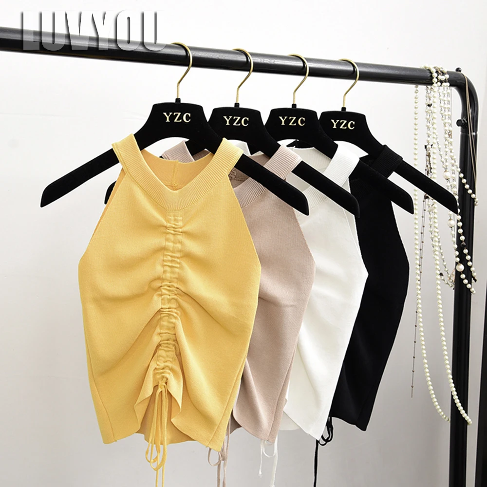 

Растягивающийся ТРИКОТАЖНЫЙ УКОРОЧЕННЫЙ ТОП С v-образным вырезом, летний женский однотонный топ на бретельках, рубашка для женщин