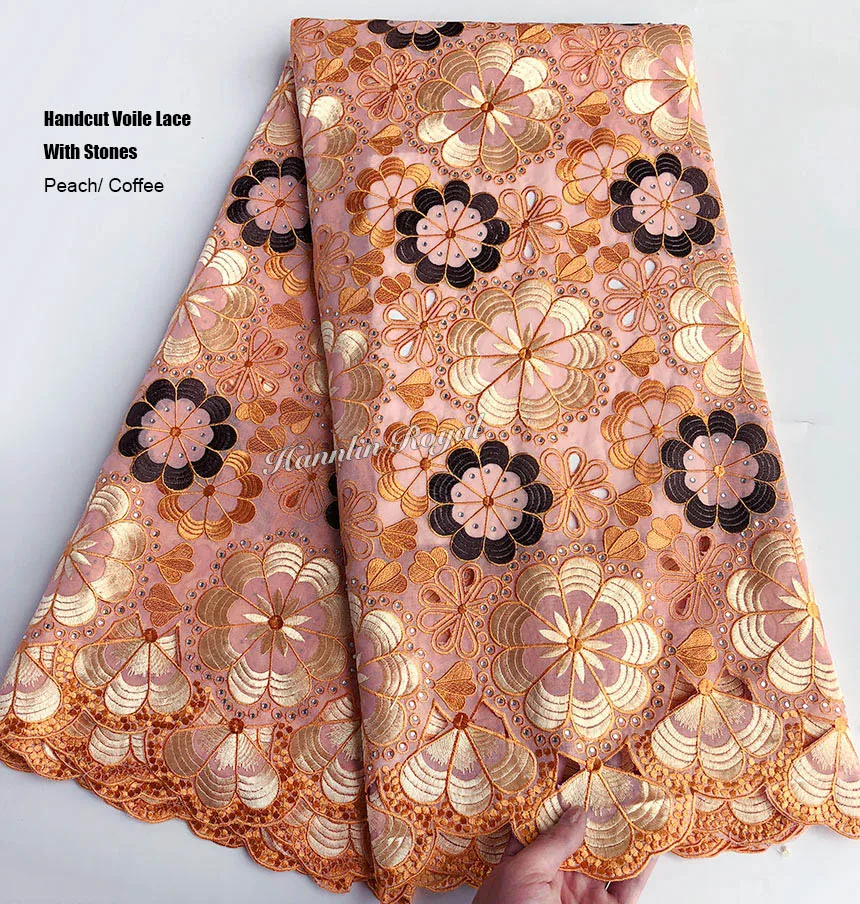 Африканская Хлопковая вышивка 5 ярдов ручная работа вуаль кружево швейцарская