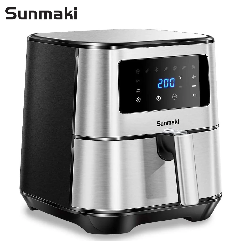 

Sunmaki Hot Air Fryer 360° Hot Air Heating 5.5 L Multi-Functional Hot Air Fryer with 8 Presets, 1700W Deep Fryer Without Oil