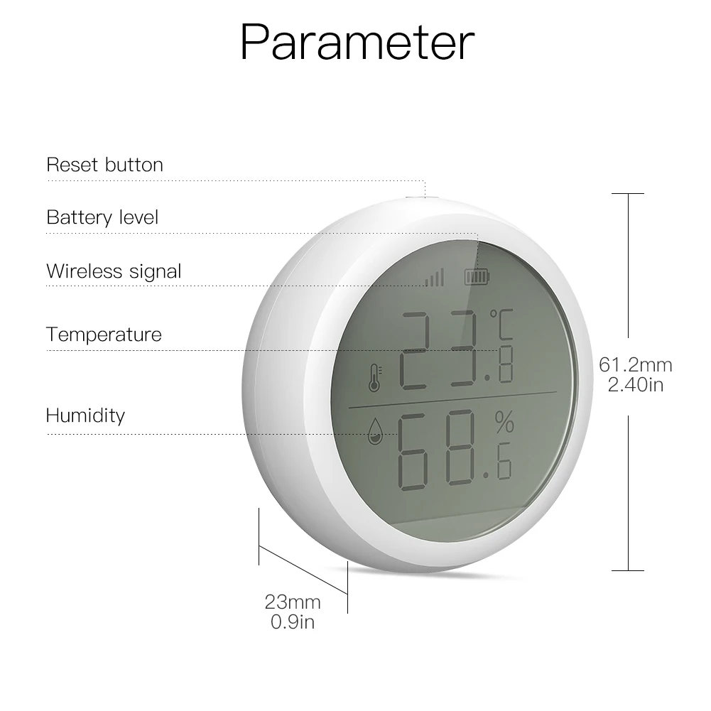 

Tuya Smart ZigBee Smart Temperature And Humidity Sensor With LCD Display Battery Powered With Smart Life App Alexa Google Home