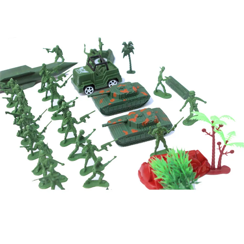 

52pcs/set Mini Soldier Model Military Army Soldier Aircraft tank rocket turret Plastic Model Playset Kit Gift Toys For Kids Boys