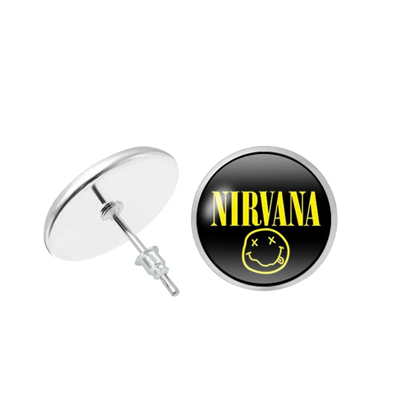 2019 рок группа улыбки Нирвана висячие серьги стеклянные кабошон серьги-гвоздики с
