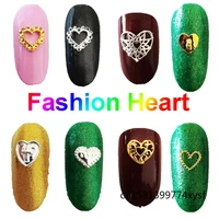 50pcs love heart nail art decorations sticker hollow alloy nailart supply charms studs lot for nail design silver golden sticker