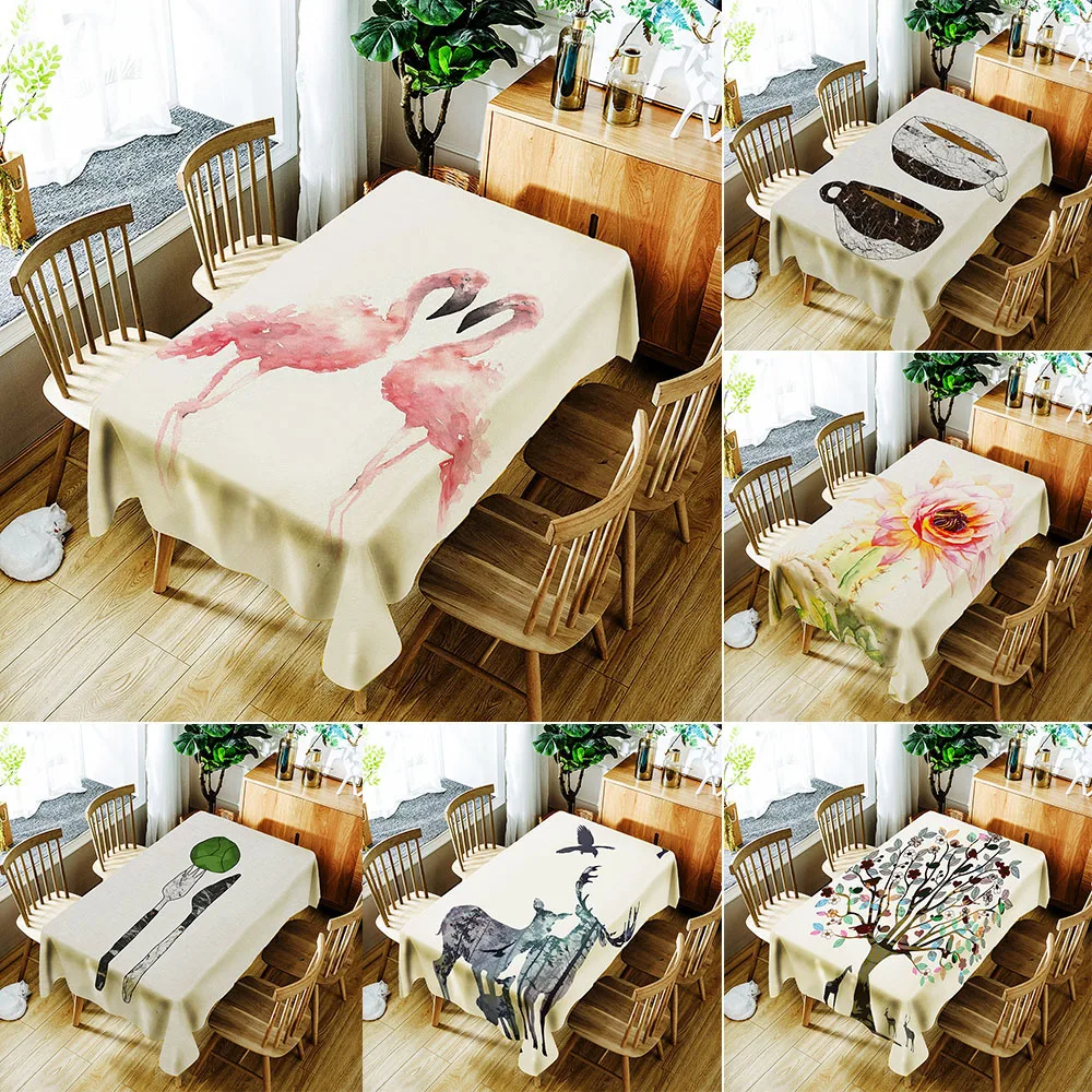 

Tablecloth 3d Waterproof Table Cloth Rectangular for Dinner Home Kitchen Table Decorative Polyester Tea Table Cover