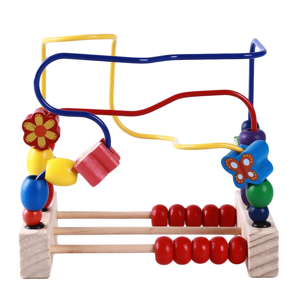 

Kids Toys Wooden Large Three-line Round Bead Flower Bird Frame Children Early Education Toy Baby Color Shape Cognition 0-3 Age