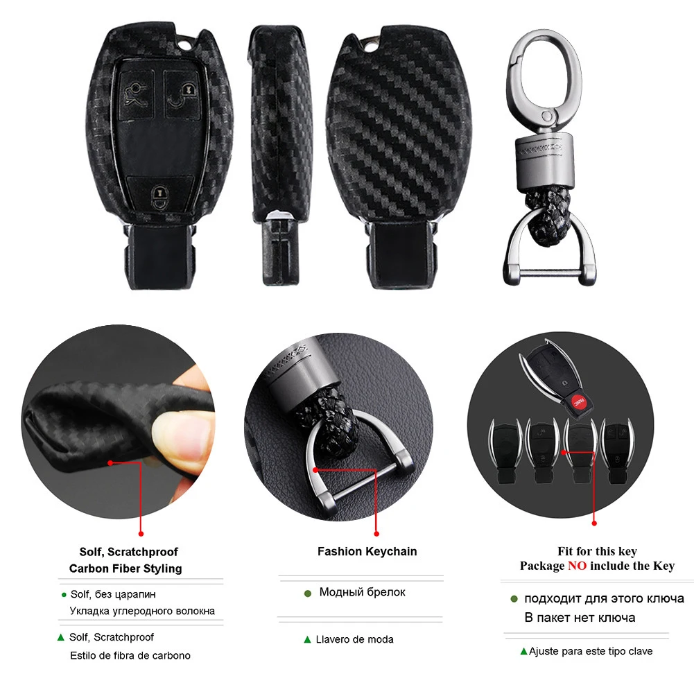 

Carbon Fiber Car Key Bag Case For Mercedes Benz BGA AMG W203 W210 W211 W124 W202 W204 W205 W212 W176 Silicone Cover