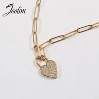 joolim jewelry wholesale delicately carved inlaid with zircon pendant necklace waterproof gold jewelry