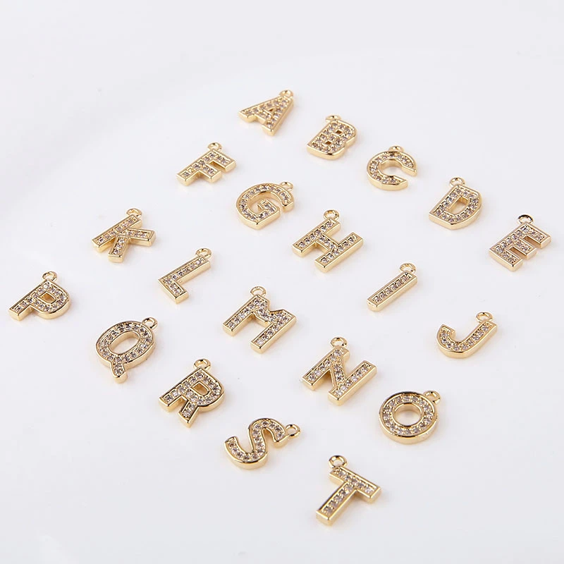 4 шт. медные микро инкрустация Циркон 26 Английский алфавит подвески серьги для
