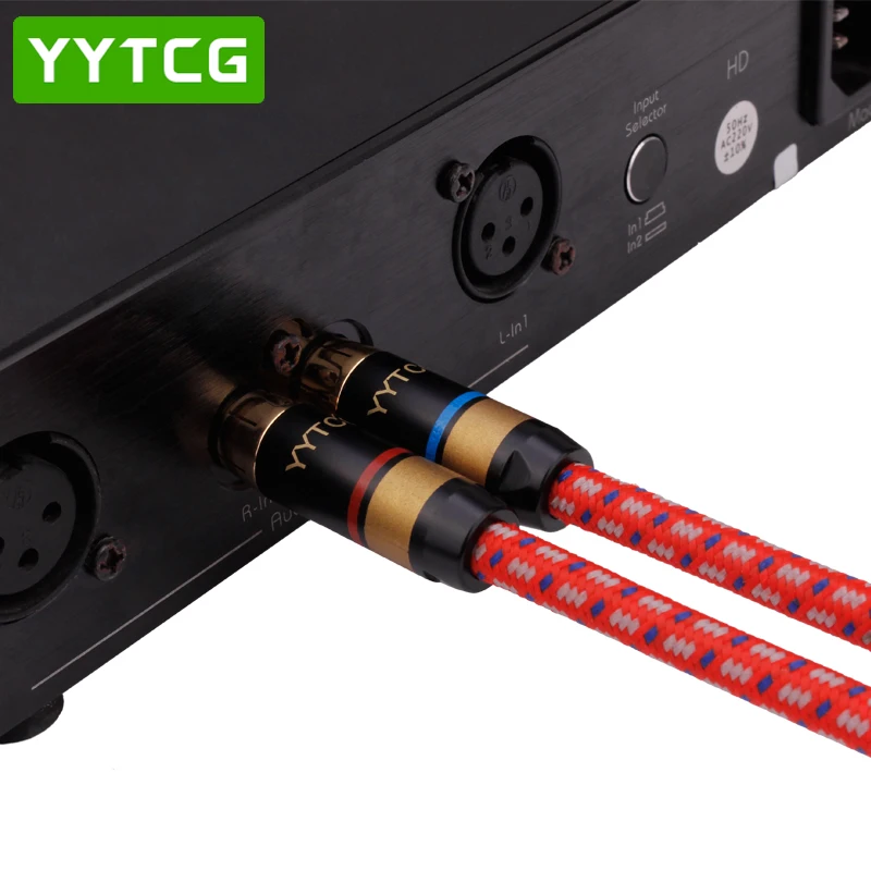 YYTCG Hi Fi RCA кабель высокое качество 4N OFC 2RCA мужской аудио усилитель CD DVD
