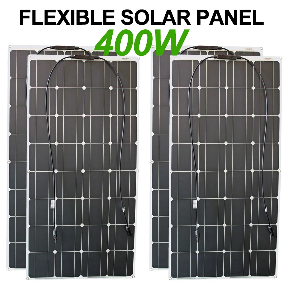 

solar panel 100w 4pcs flexible 400w solar panels charger 12 volt for portable generator/home roof