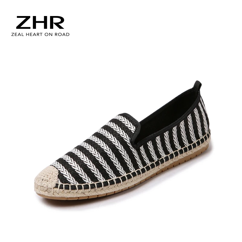 

2021 Women Loafers Black Casual Slip On Flat Moccasins ​Fashion Stripe Comfortable Penny Fisherman Shoes