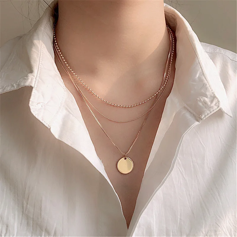 

2021 Personality Hip Hop Multilayer Necklace Metal Cross Pendant Silver Color Chain Necklace for Women Men Unisex Jewelry чокер